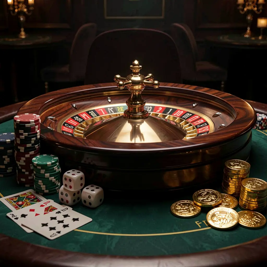 Cena da página inicial do cassino premium GGJOGO apresentando uma roleta girando sobre uma mesa brilhante, cercada por fichas de pôquer, dados, cartas e moedas douradas, com um elegante fundo escuro e iluminação cinematográfica Cena da página inicial do cassino premium GGJOGO apresentando uma roleta girando sobre uma mesa brilhante, cercada por fichas de pôquer, dados, cartas e moedas douradas, com um elegante fundo escuro e iluminação cinematográfica
